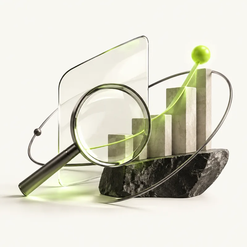 Aayush’s emblem: an illustrated magnifier over a rising bar chart