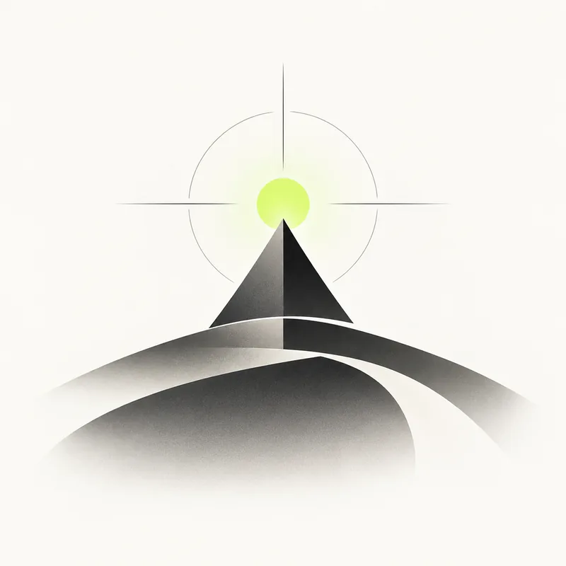 Avi’s emblem: an illustrated summit beneath a lime sun